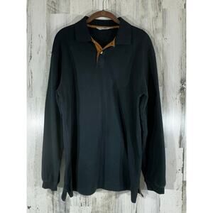 Windsor‎ Lake Mens Polo Shirt Size Medium Black Long Sleeve 100% Cotton Vintage